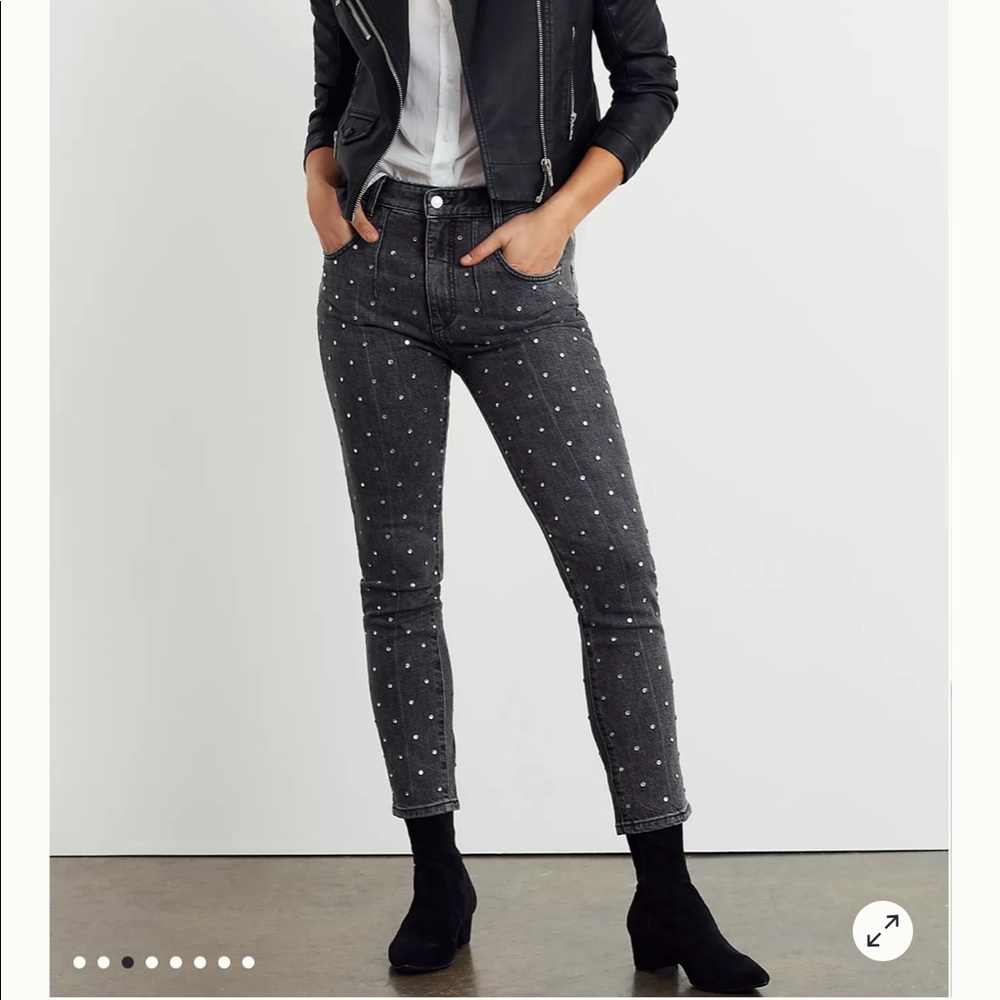 Anthropologies rhinestones infused jeans